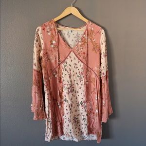 Floral short flowy pink spring dress